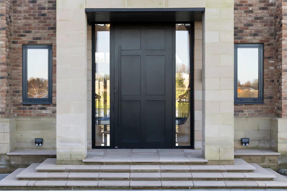 Traditional Georgian-style entrance door installation