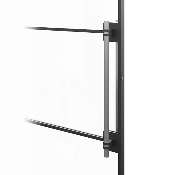 Berlin handle — vertical bar with stainless inlay and key cylinder